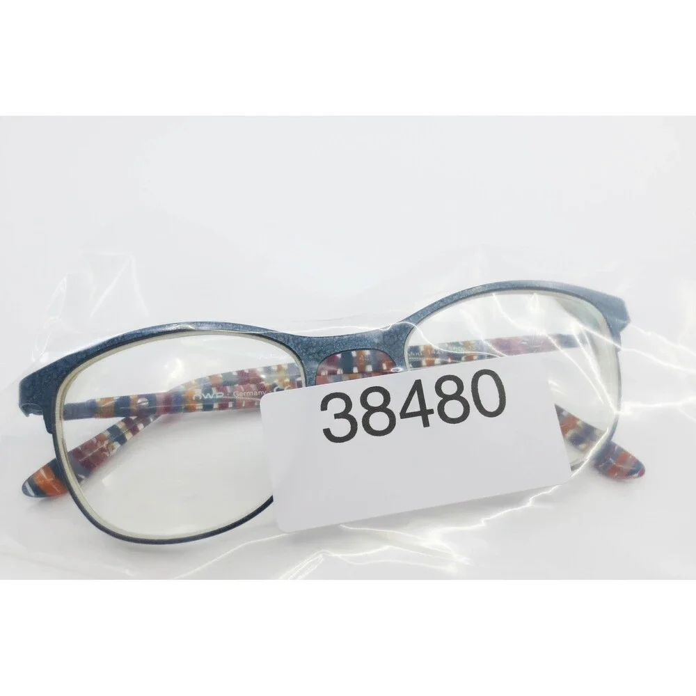 OWP Germany Mod 1421 300 135 Blue Multi Color Striped Eye Glass Frames 48-18-135
